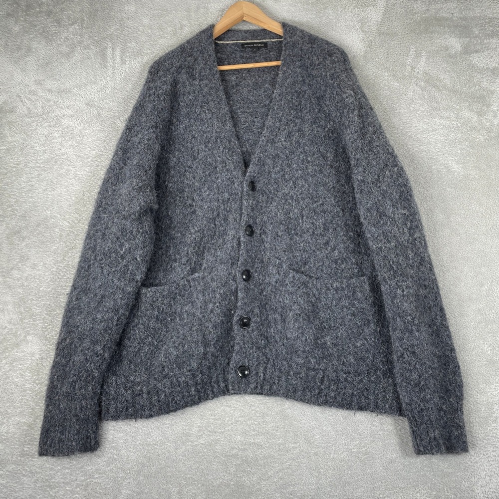 Banana Republic Lofty Alpaca Blend Cardigan Womens Large Gray Oversized Knit